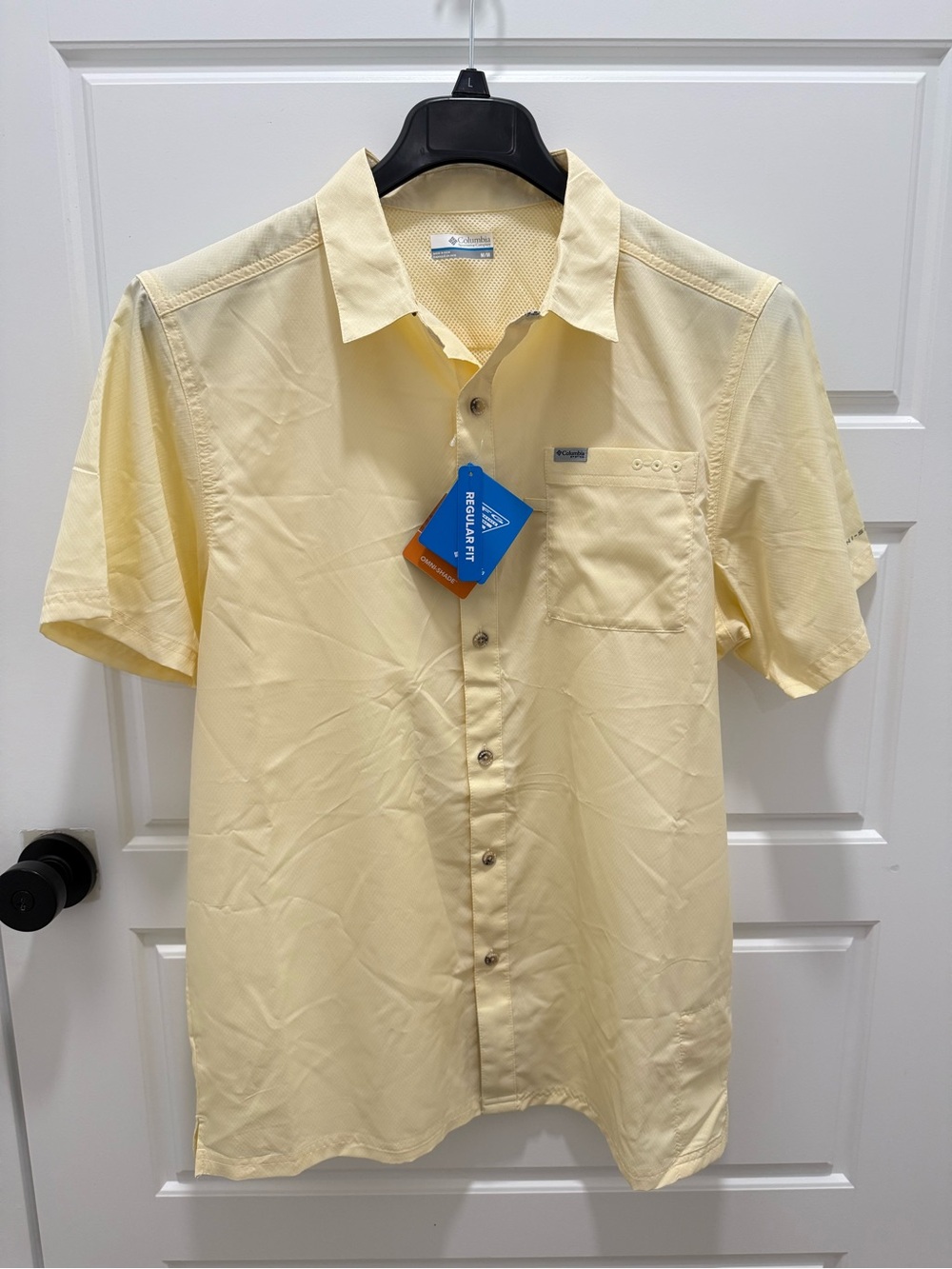 Columbia Men’s Short Sleeve Button-Up Shirt - Light Yellow